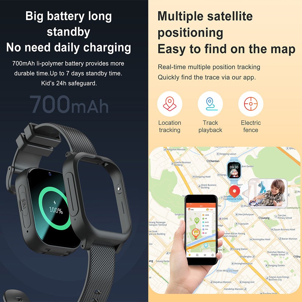 Custom Wholesale Waterproof Touch Screen HD Video Camera SOS Emergency Call Sim Card 4G Boys Smartwatch with GPS Tracker
